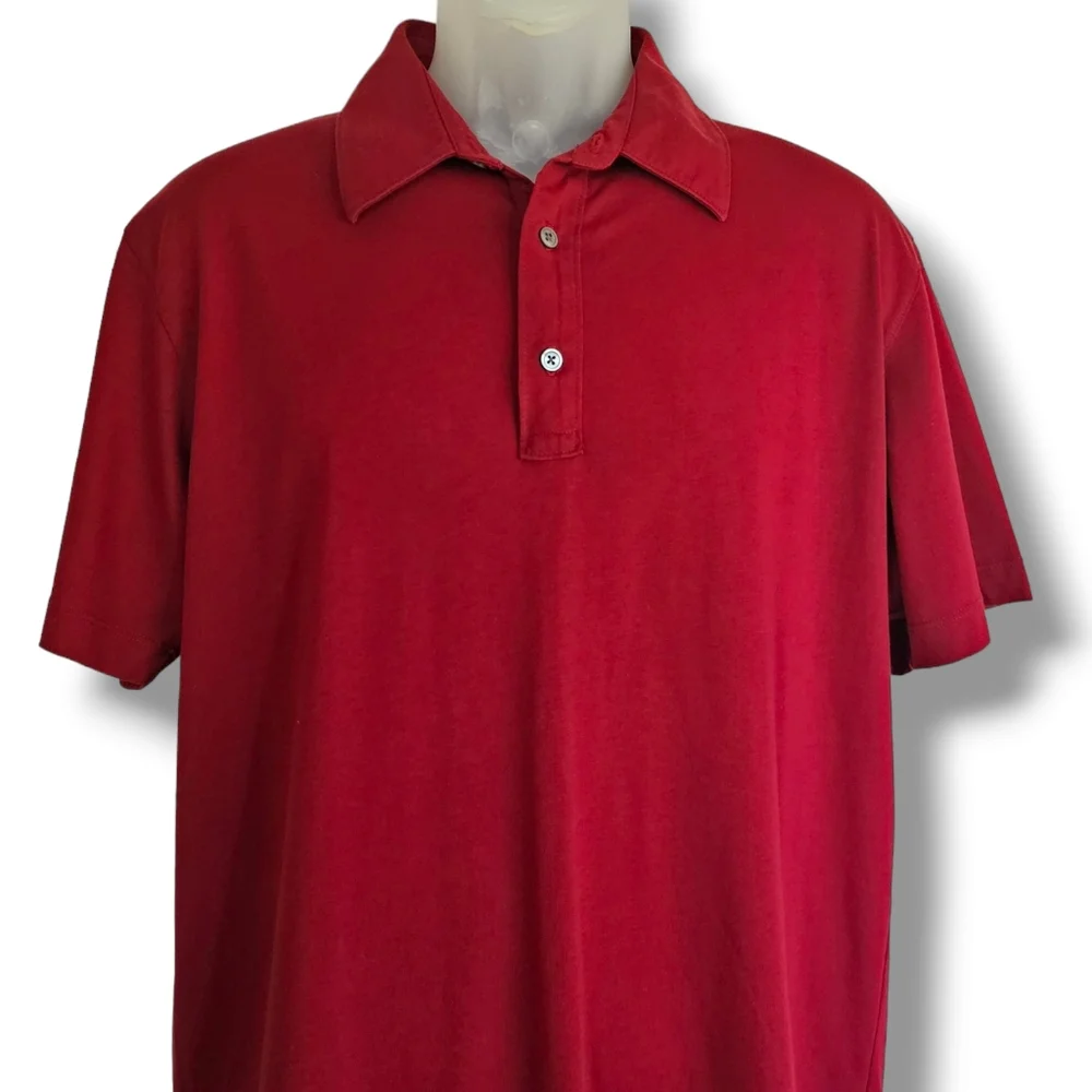 Banana Republic Polo Shirt Mens Size L Red Pima 100% Cotton Short Sleeve Preppy‎
